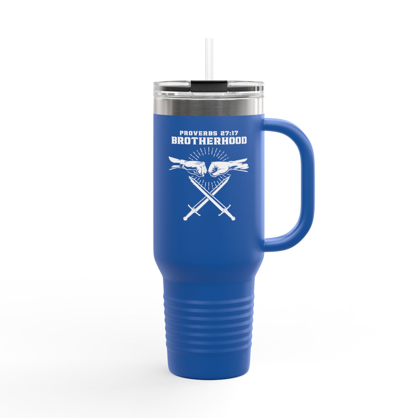 Proverbs 27:17 Brotherhood Insulated Travel Mug - 40oz Red Travel Cup