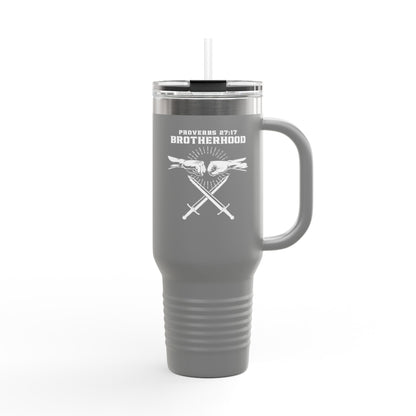 Proverbs 27:17 Brotherhood Insulated Travel Mug - 40oz Red Travel Cup
