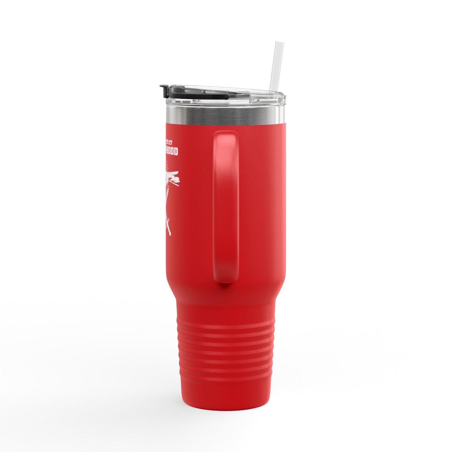 Proverbs 27:17 Brotherhood Insulated Travel Mug - 40oz Red Travel Cup