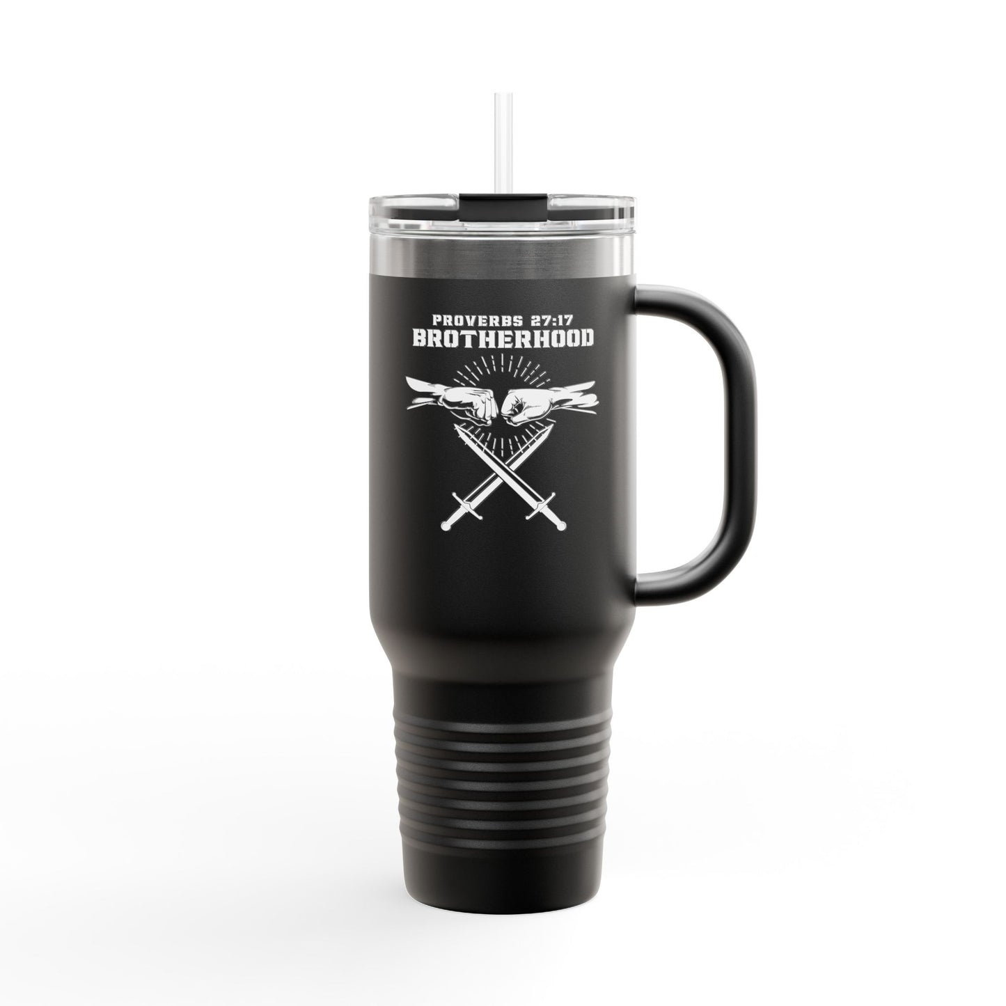 Proverbs 27:17 Brotherhood Insulated Travel Mug - 40oz Red Travel Cup